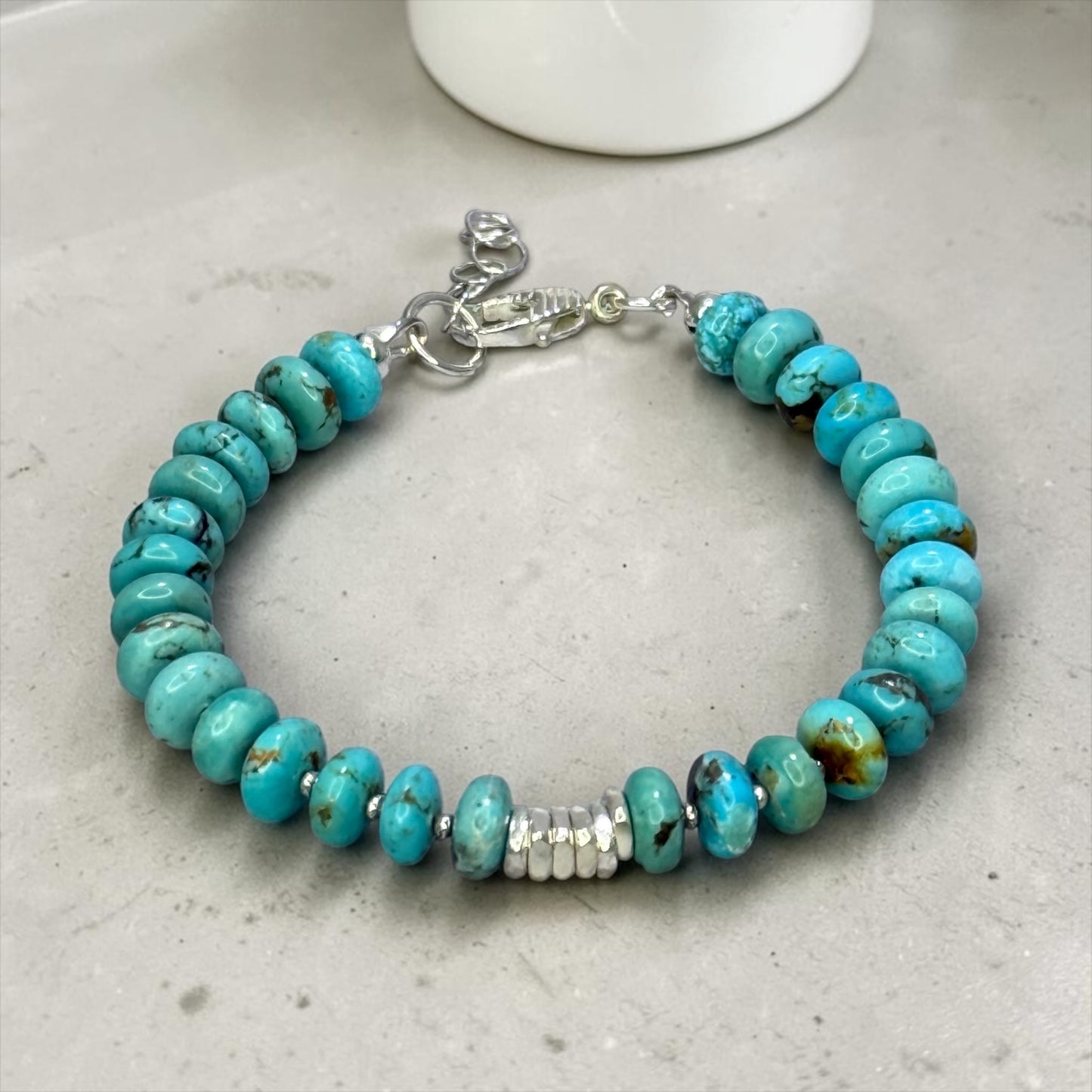 93 North - Gorgeous Kingman Turquoise and Handmade Pure Silver Bracelet