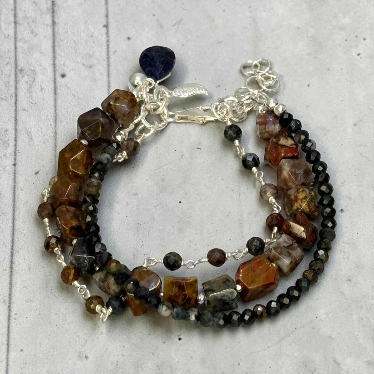 Warm Up - Rare Blue & Gold Pietersite 3 Strand Adjustable Bracelet