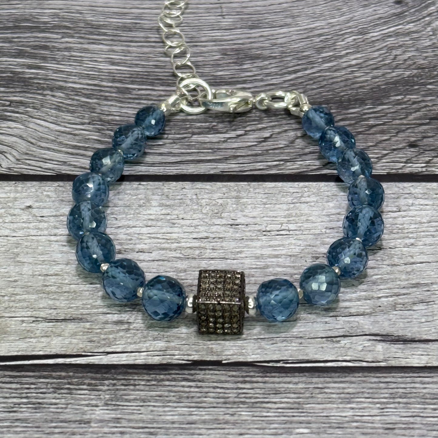 Cubist - Gorgeous Swiss Blue Topaz and Diamond Cube Bracelet