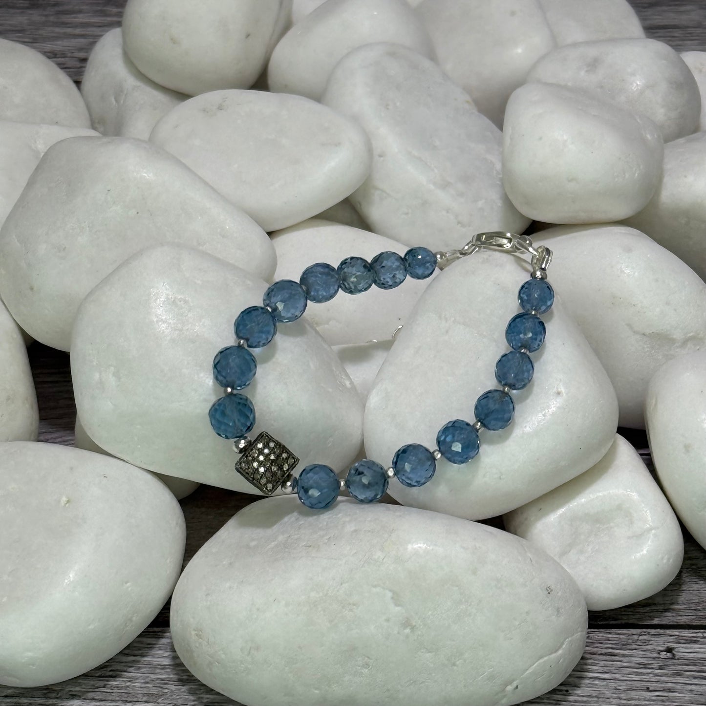 Cubist - Gorgeous Swiss Blue Topaz and Diamond Cube Bracelet