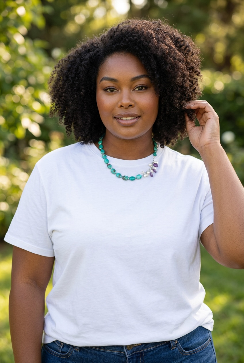 Green Goddess - Gorgeous Elisa Turquoise, Rubies, and Pure Silver Necklace