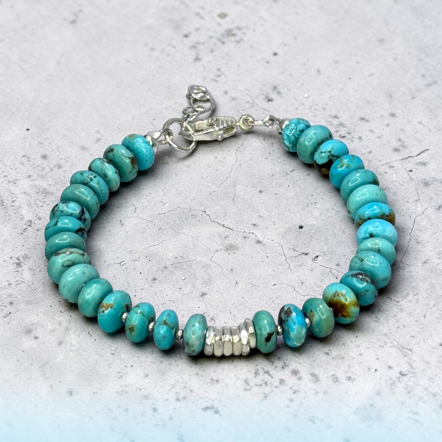 93 North - Gorgeous Kingman Turquoise and Handmade Pure Silver Bracelet