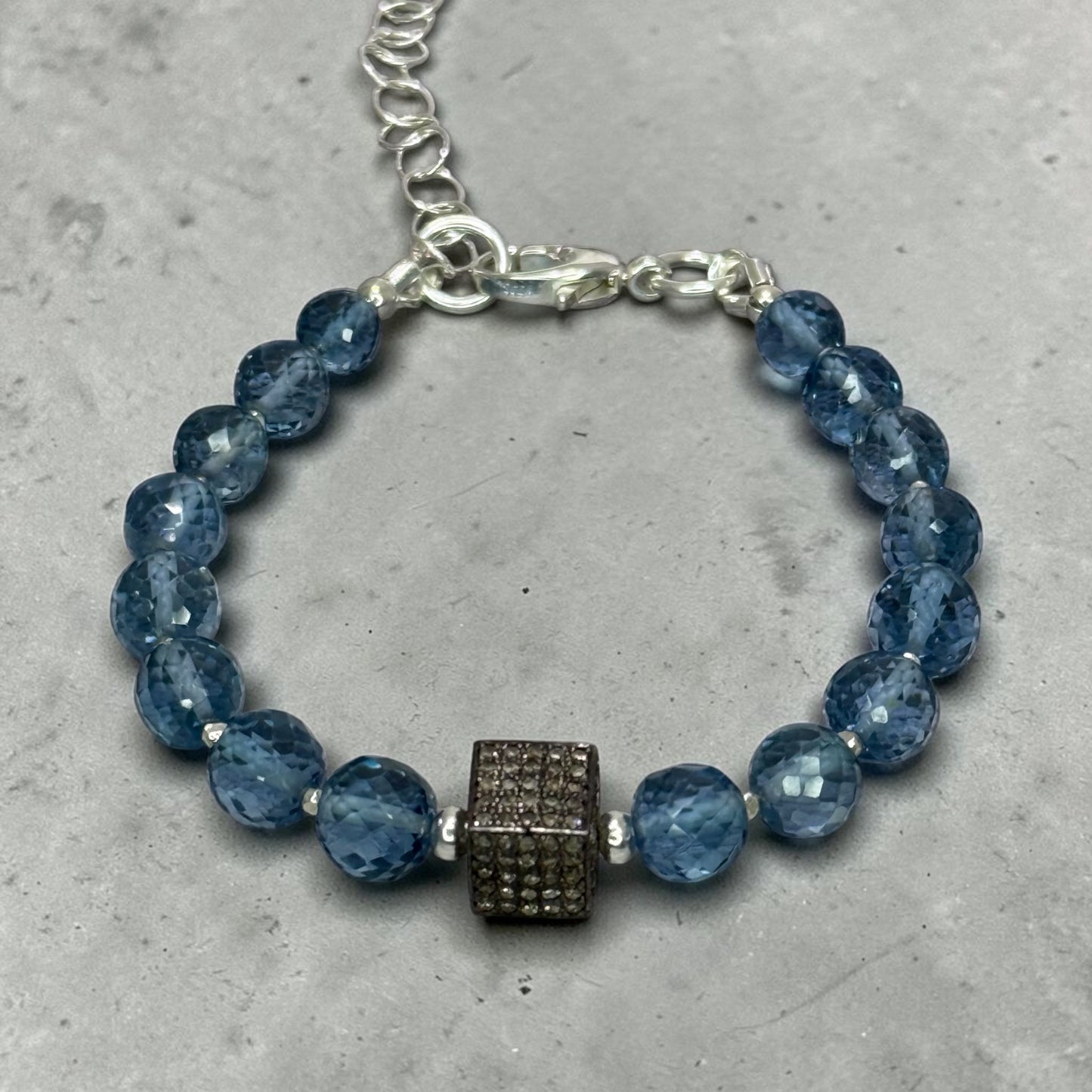 Cubist - Gorgeous Swiss Blue Topaz and Diamond Cube Bracelet