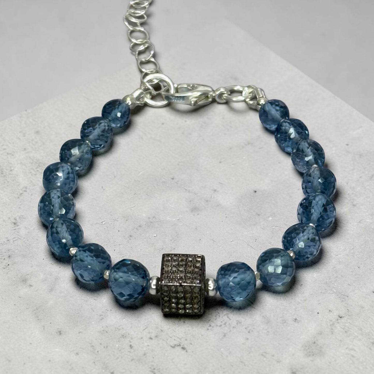 Cubist - Gorgeous Swiss Blue Topaz and Diamond Cube Bracelet