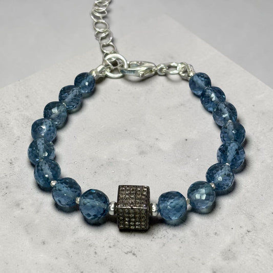 Cubist - Gorgeous Swiss Blue Topaz and Diamond Cube Bracelet