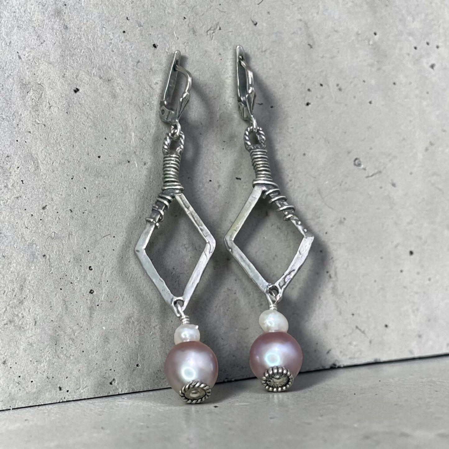 And The Award Goes To - Pink Baroque Pearls + Artisan Sterling Silver Lever Back Handmade Earrings