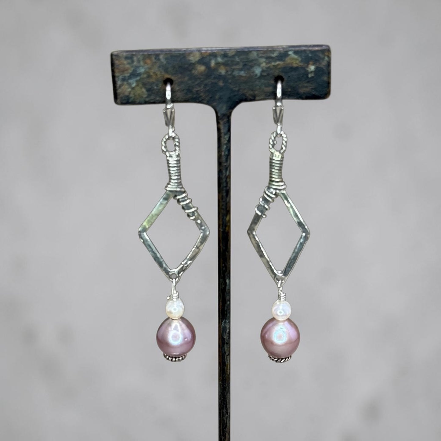 And The Award Goes To - Pink Baroque Pearls + Artisan Sterling Silver Lever Back Handmade Earrings