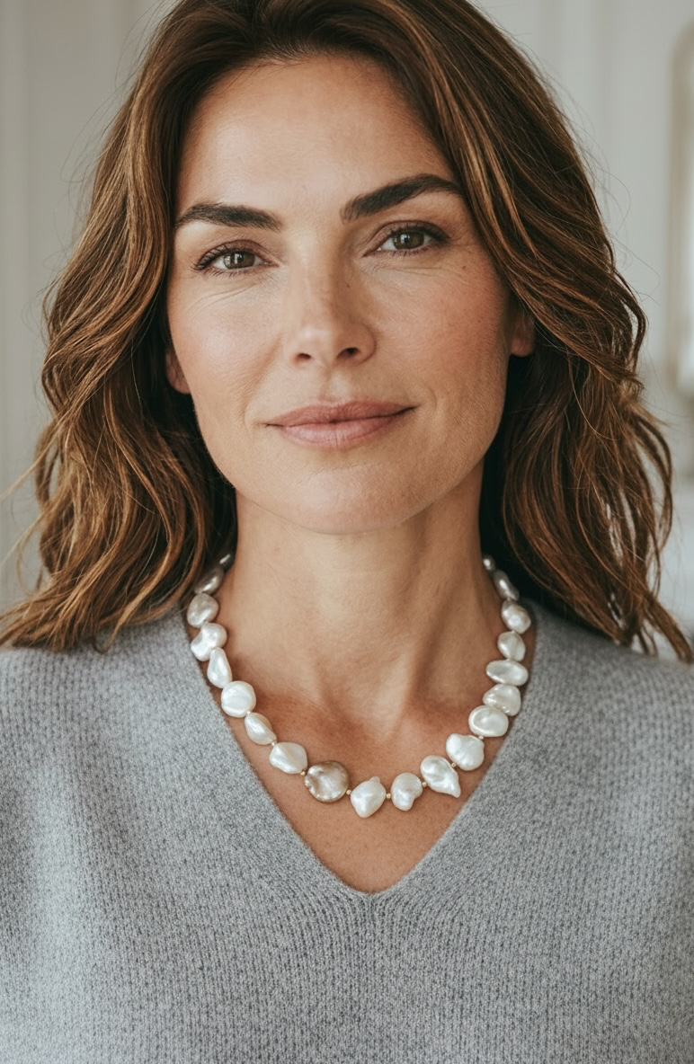 Modern Twist - AAA White and Gold Keshi Pearls, and 14k Gold Filled Beads Necklace