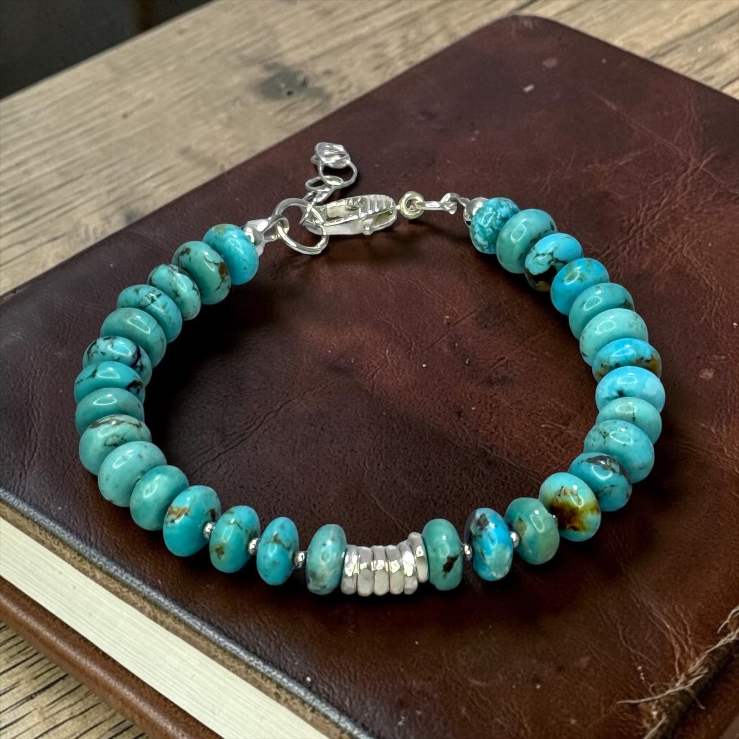 93 North - Gorgeous Kingman Turquoise and Handmade Pure Silver Bracelet