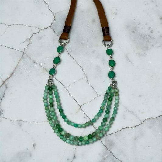 Queen For A Day - Beautiful Australian Chrysoprase and Sterling Silver - Adjustable Leather Necklace