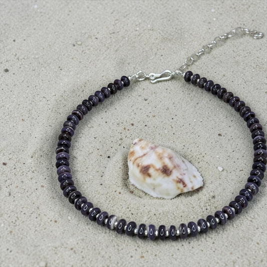 Pretty. Simple. - Natural Purple Quahog Shell Necklace with Sterling Silver - Adjustable
