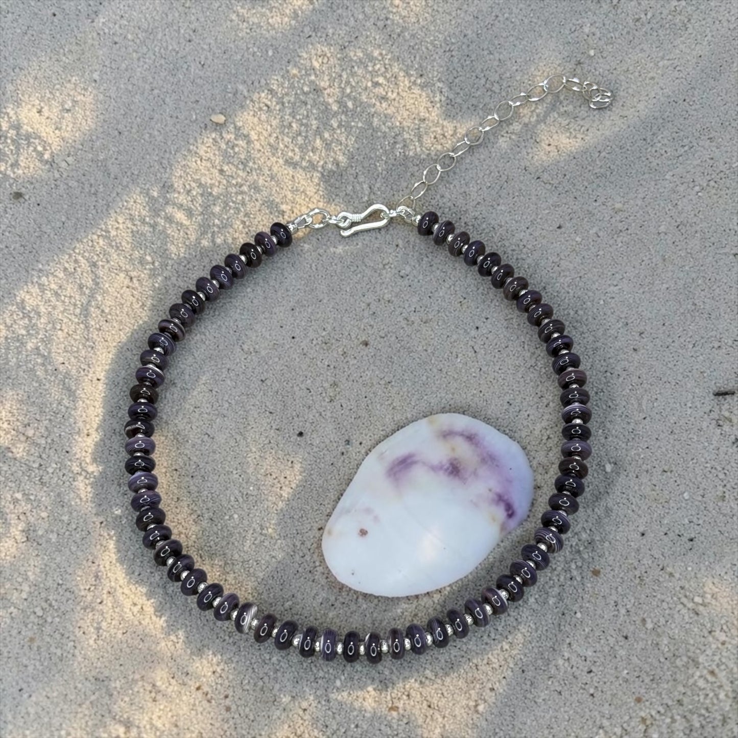 Pretty. Simple. - Natural Purple Quahog Shell Necklace with Sterling Silver - Adjustable
