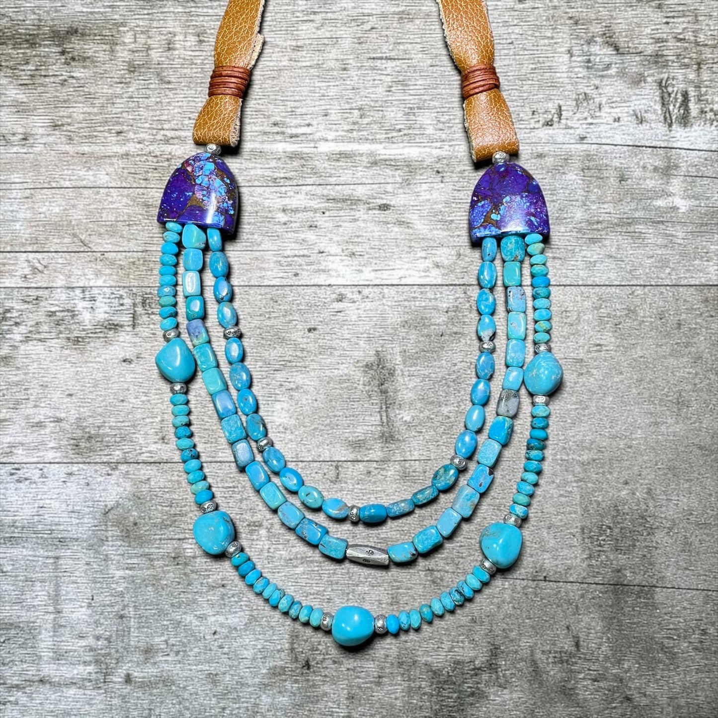Stand Out - Purple Mojave and Kingman Turquoise Adjustable Necklace