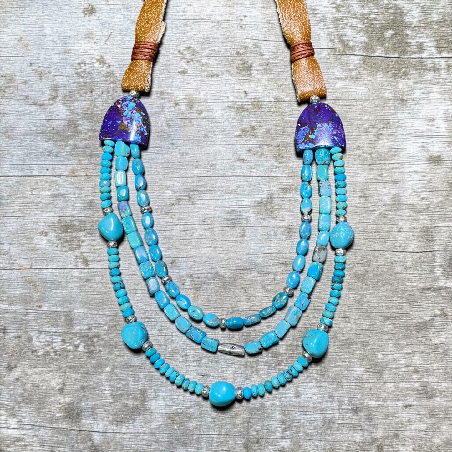 Stand Out - Purple Mojave and Kingman Turquoise Adjustable Necklace