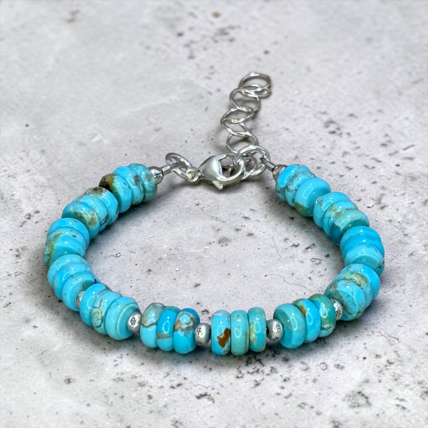 Simple Pleasures - Kingman Turquoise and Handmade Pure Silver Bracelet
