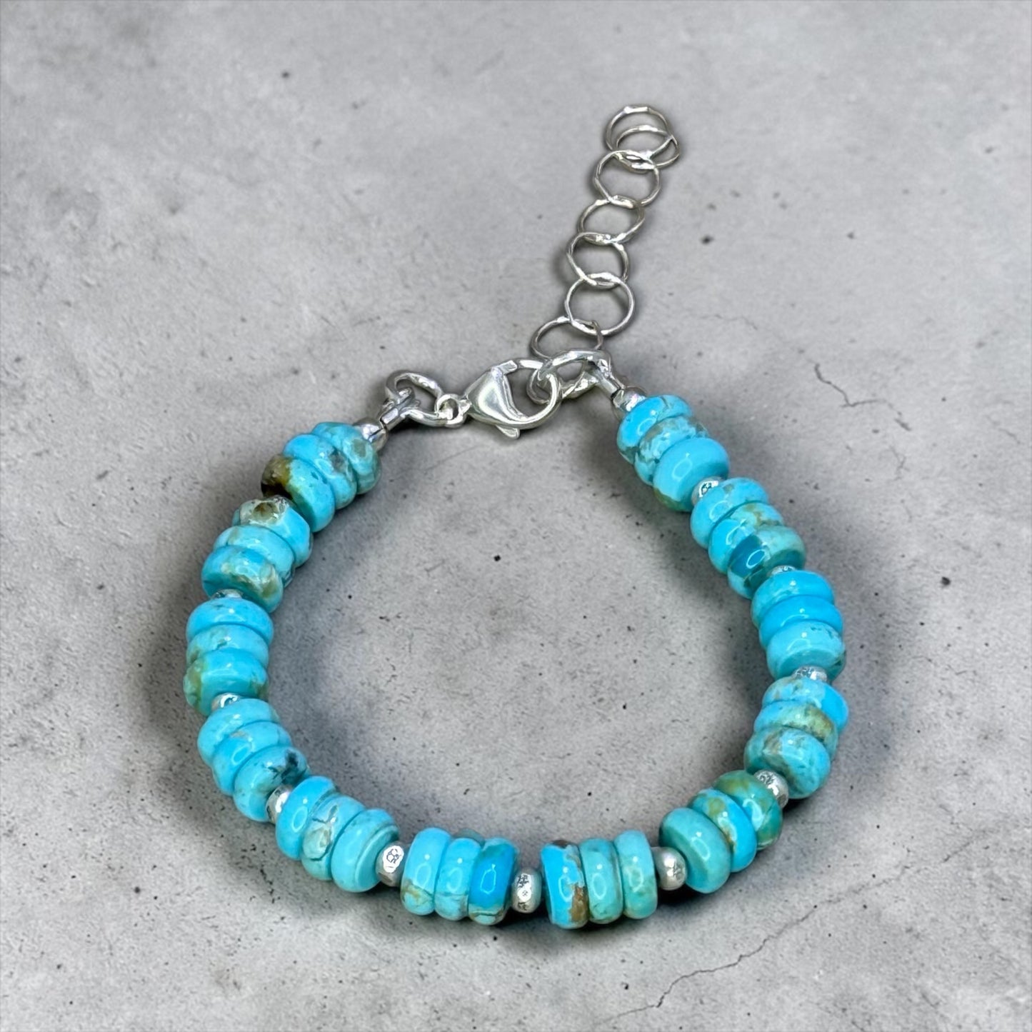 Simple Pleasures - Kingman Turquoise and Handmade Pure Silver Bracelet