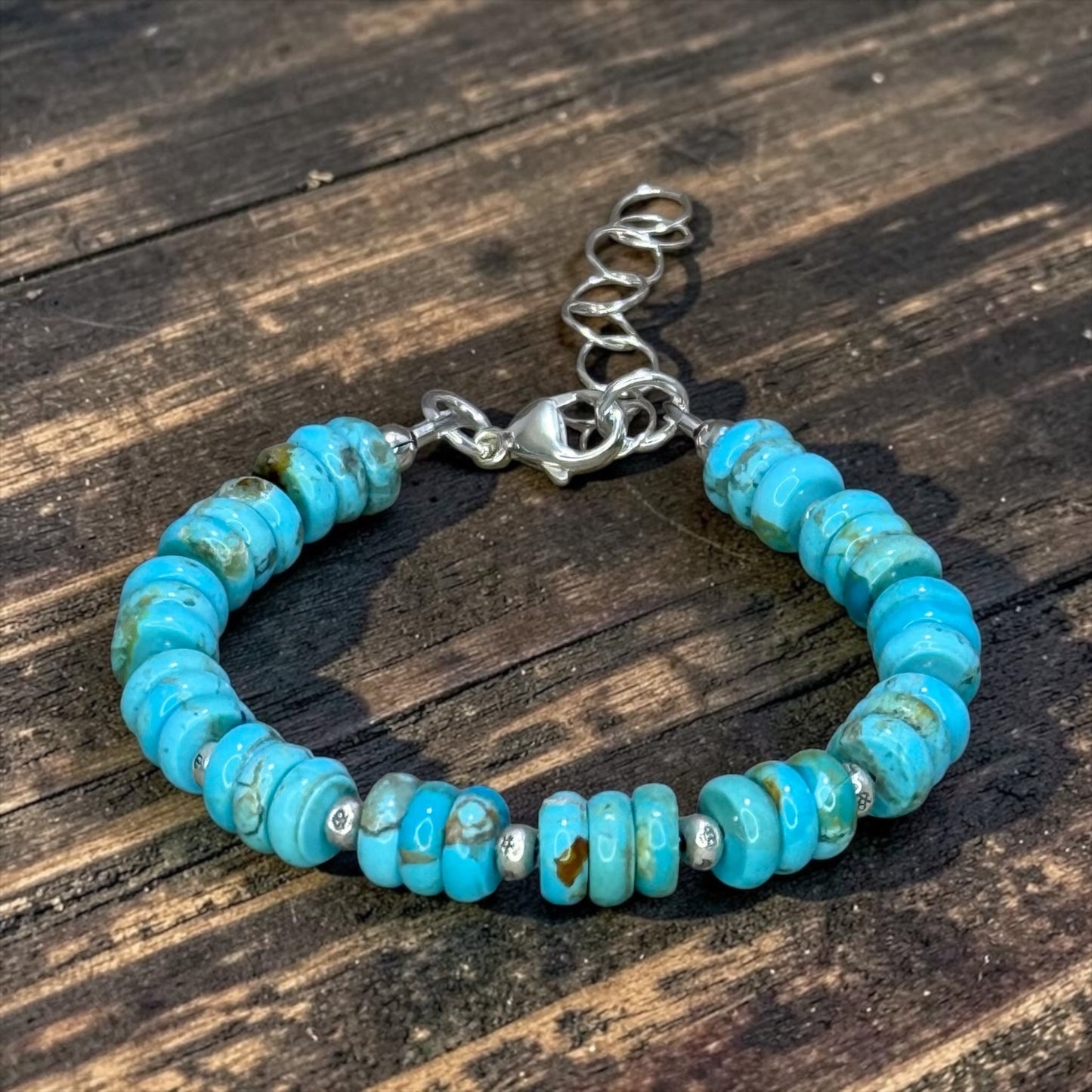 Simple Pleasures - Kingman Turquoise and Handmade Pure Silver Bracelet