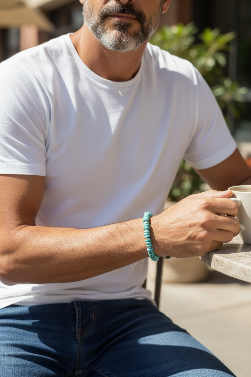 Simple Pleasures - Kingman Turquoise and Handmade Pure Silver Bracelet