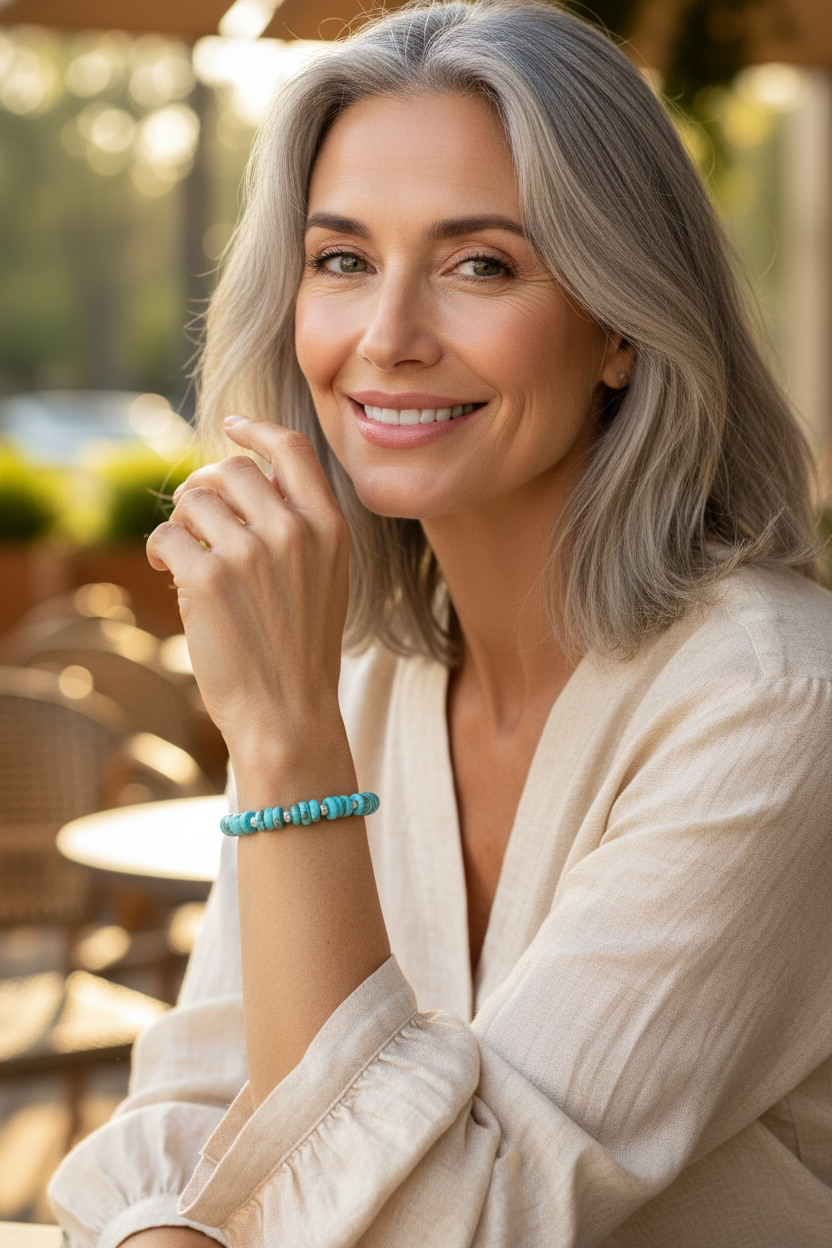 Simple Pleasures - Kingman Turquoise and Handmade Pure Silver Bracelet