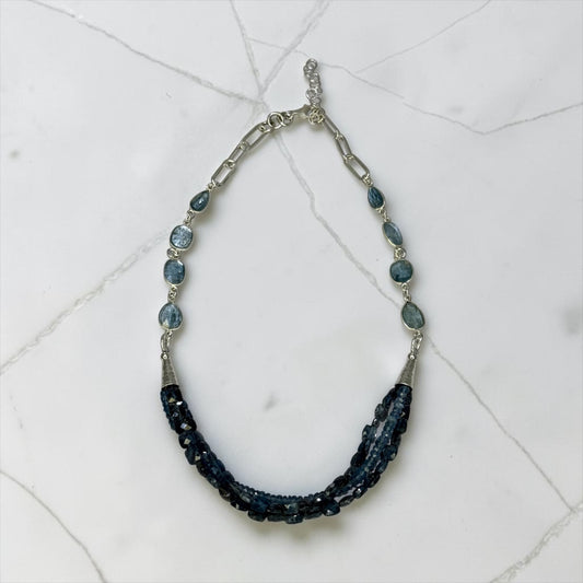 Lagoon - Gorgeous, Hand-cut Orissa Kyanite 3 Strand Adjustable Necklace