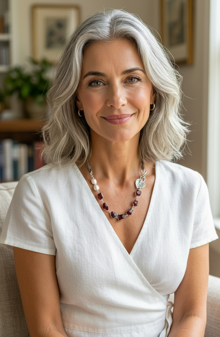 Love Lines - Gorgeous Raw, Hand-cut Garnets and Artisan Sterling Silver Leaf Focal Necklace