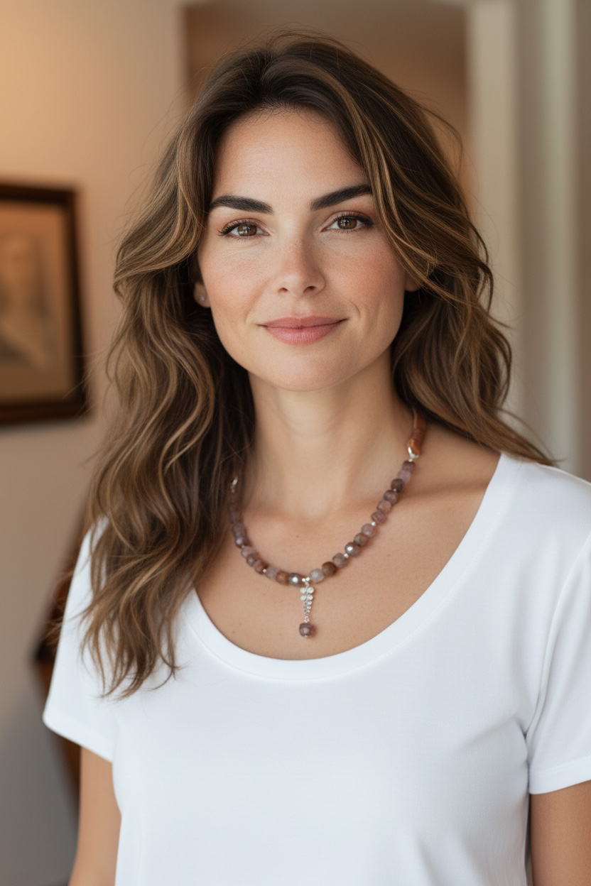 Sleeping Giant - Auralite and Handmade Pure Silver - Adjustable Leather Necklace
