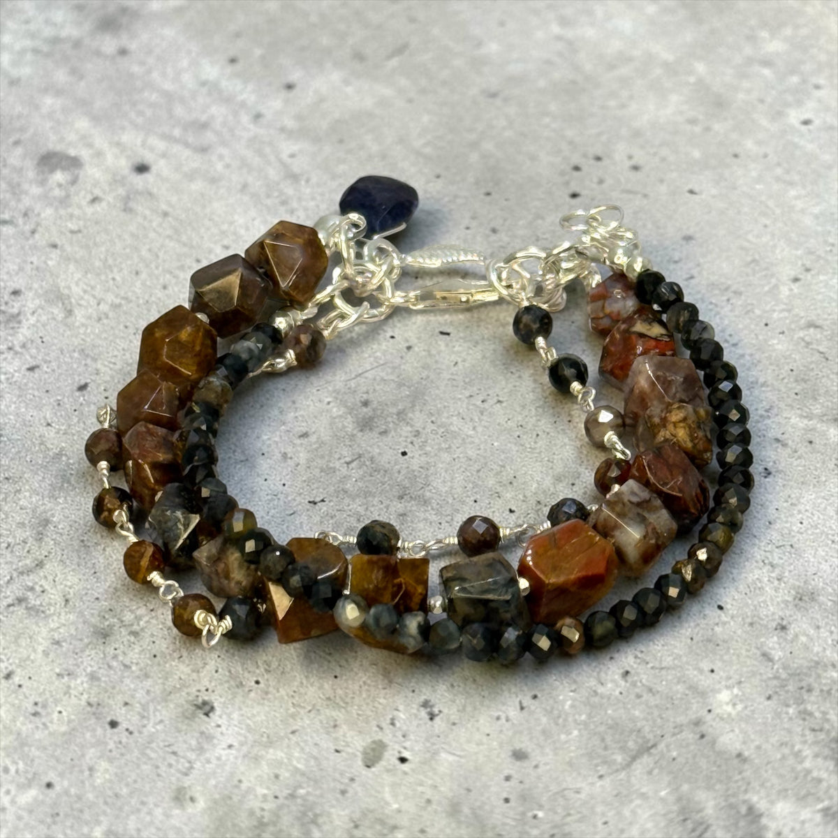 Warm Up - Rare Blue & Gold Pietersite 3 Strand Adjustable Bracelet