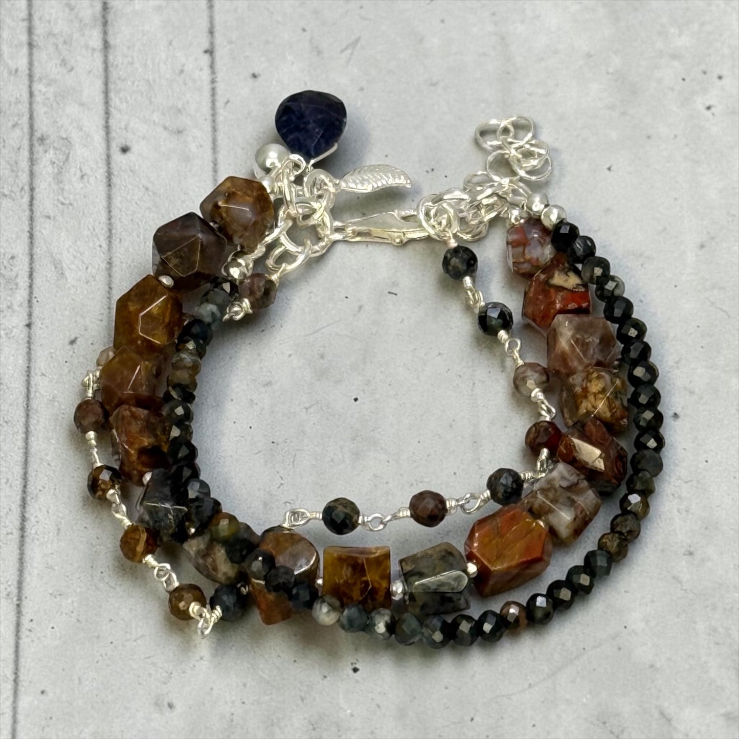 Warm Up - Rare Blue & Gold Pietersite 3 Strand Adjustable Bracelet