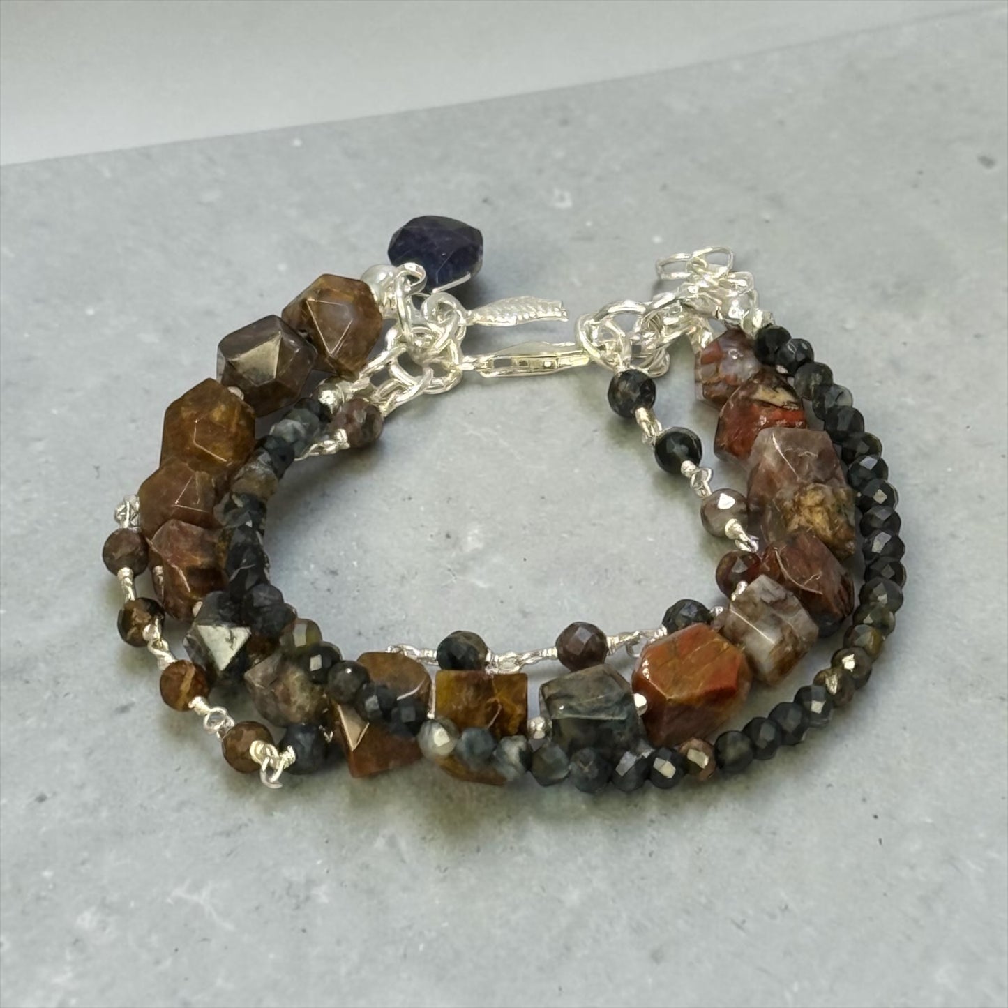 Warm Up - Rare Blue & Gold Pietersite 3 Strand Adjustable Bracelet