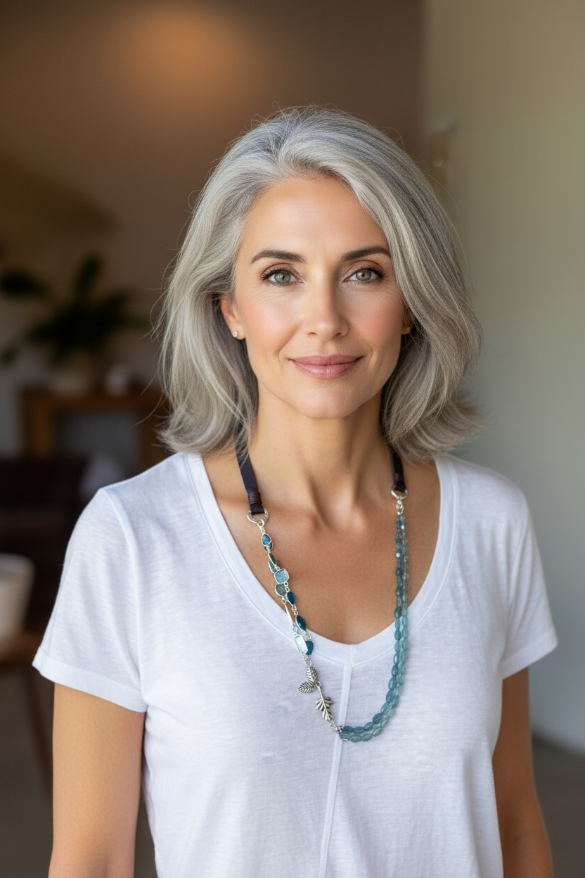 The Sky’s The Limit - Hand-cut Aqua and Sky Blue Kyanite, Artisan Sterling Silver Leaf - Adjustable Necklace